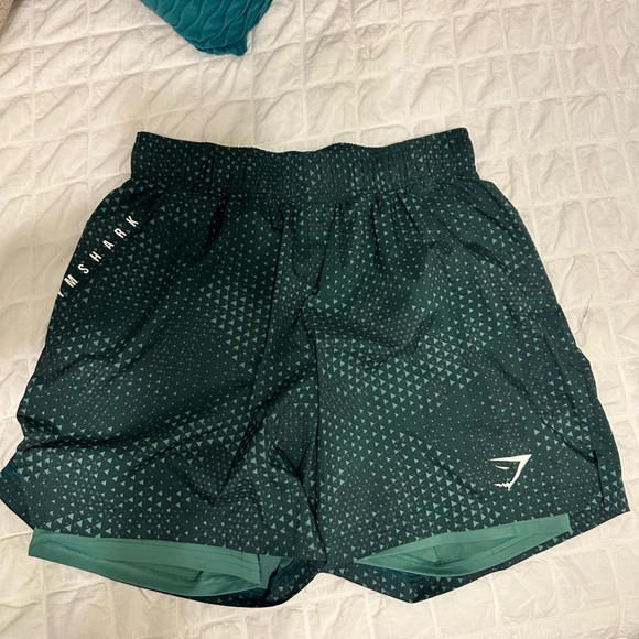 Gymshark Teal and Black Patterned Shorts - Picture 1 of 3